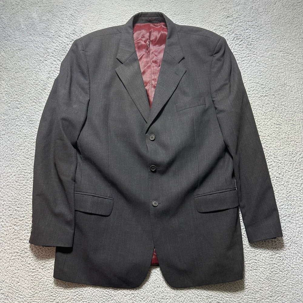 Ted Baker Endurance 100% Wool Blazer Jacket 46L Charcoal Gray Lined‎ 3 Button